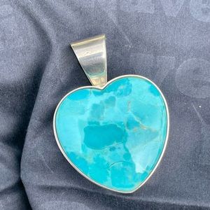 Southwestern Turquoise Pendant in 925 SS. Large Statement Pendant